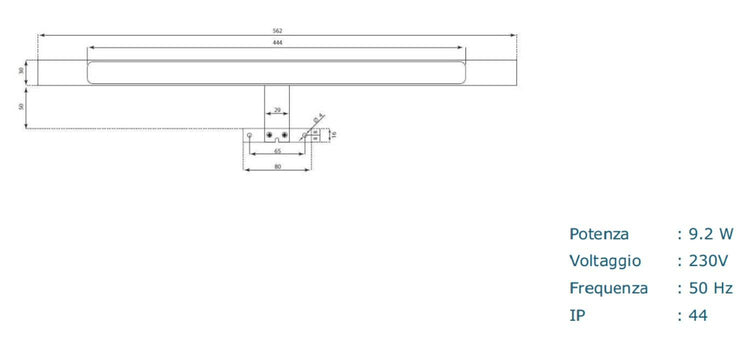 Lampada a LED da Bagno 15W in Metallo 50x10x8cm TFT Pales L Cromata