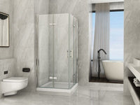 Box doccia in Cristallo 8 mm frameless due lati con due porte a libro soffietto Easyclean - Misura: 90 x 90 x 195h cm