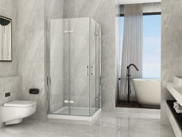 Box doccia in Cristallo 8 mm frameless due lati con due porte a libro soffietto Easyclean - Misura: 60 x 70 x 195h cm 