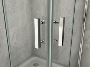 Box doccia in Cristallo 8 mm frameless due lati con due porte a libro soffietto Easyclean - Misura: 90 x 90 x 195h cm