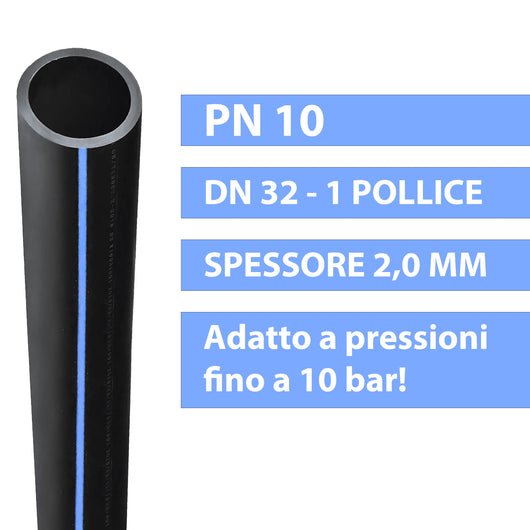 TUBO IRRIGAZIONE PN 10 ALTA DENSITA' 100 METRI/DN 32