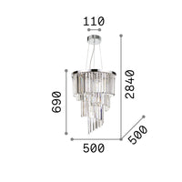 Sospensione Contemporanea Carlton Metallo-Cristallo Cromo 12 Luci E14