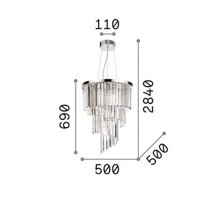 Sospensione Contemporanea Carlton Metallo-Cristallo Cromo 12 Luci E14