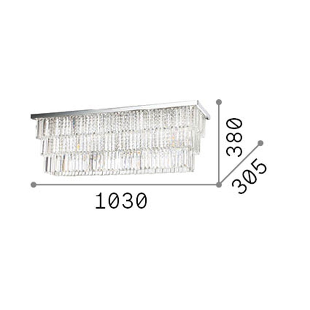 Plafoniera Contemporanea Martinez Metallo-Cristallo Cromo 8 Luci E14