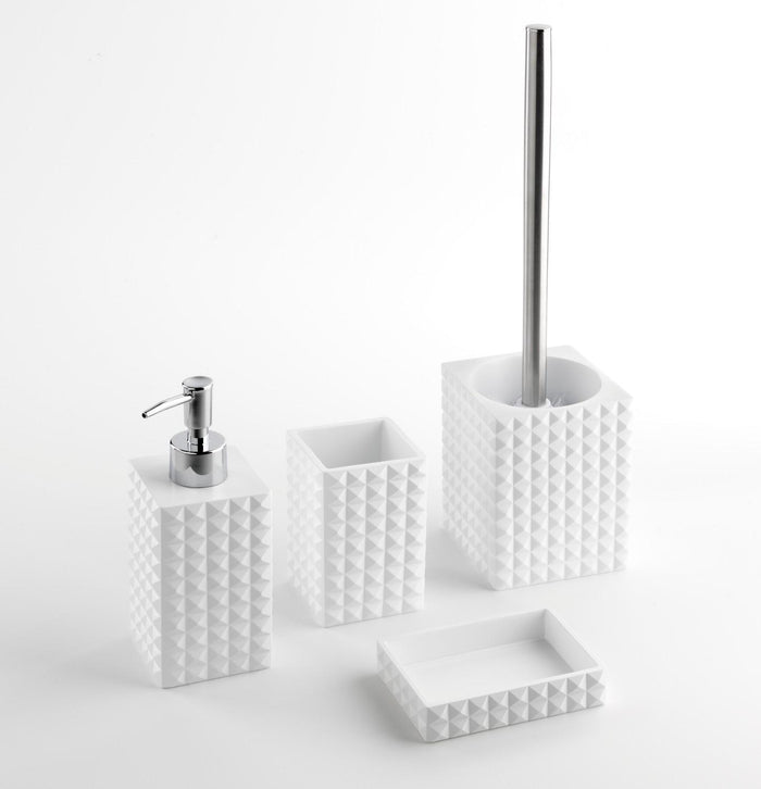 Set 4 Accessori da Bagno in Resina TFT Naama Bianco e Bambù