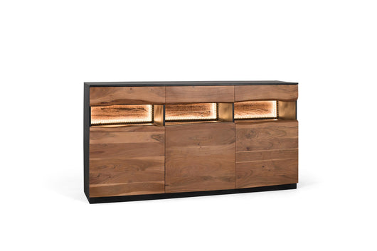 Credenza in massello di acacia naturale e nero