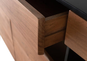 Credenza in massello di acacia naturale e nero