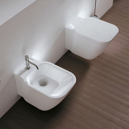 Sanitari senza brida sospesi Domus Falerii F50 Special Wc, bidet e sedile soft close slim