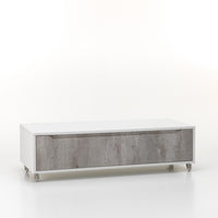 Cassettiera con Ruote 1 Cassetto 120x45x32 cm in Legno TFT Belsk Bianco e Cemento