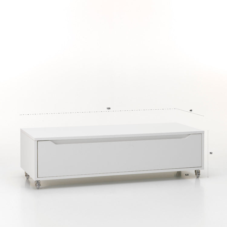 Cassettiera con Ruote 1 Cassetto 120x45x32 cm in Legno TFT Belsk Bianco e Cemento