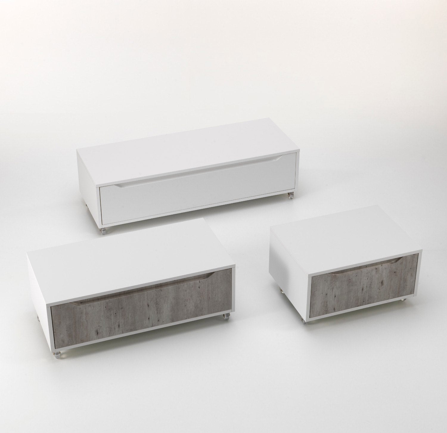 Cassettiera con Ruote 1 Cassetto 120x45x32 cm in Legno TFT Belsk Bianco Opaco