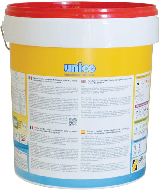 Unico 5-Guaina Liquida Impermeabilizzante Monocomponente A Base Acqua Per Rivestimenti Protettivi Colore Rosso 5Kg-Icobit