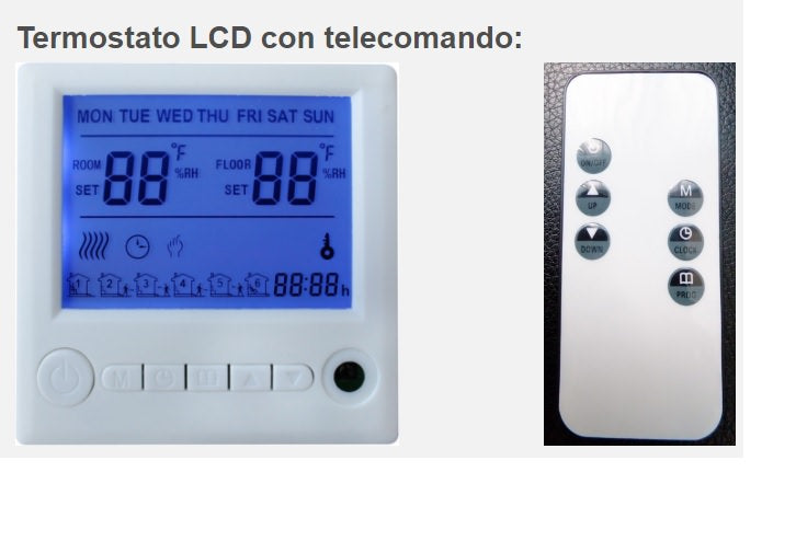 Cronotermostato Termostato Digitale da Parete con Telecomando Sined  Bianco