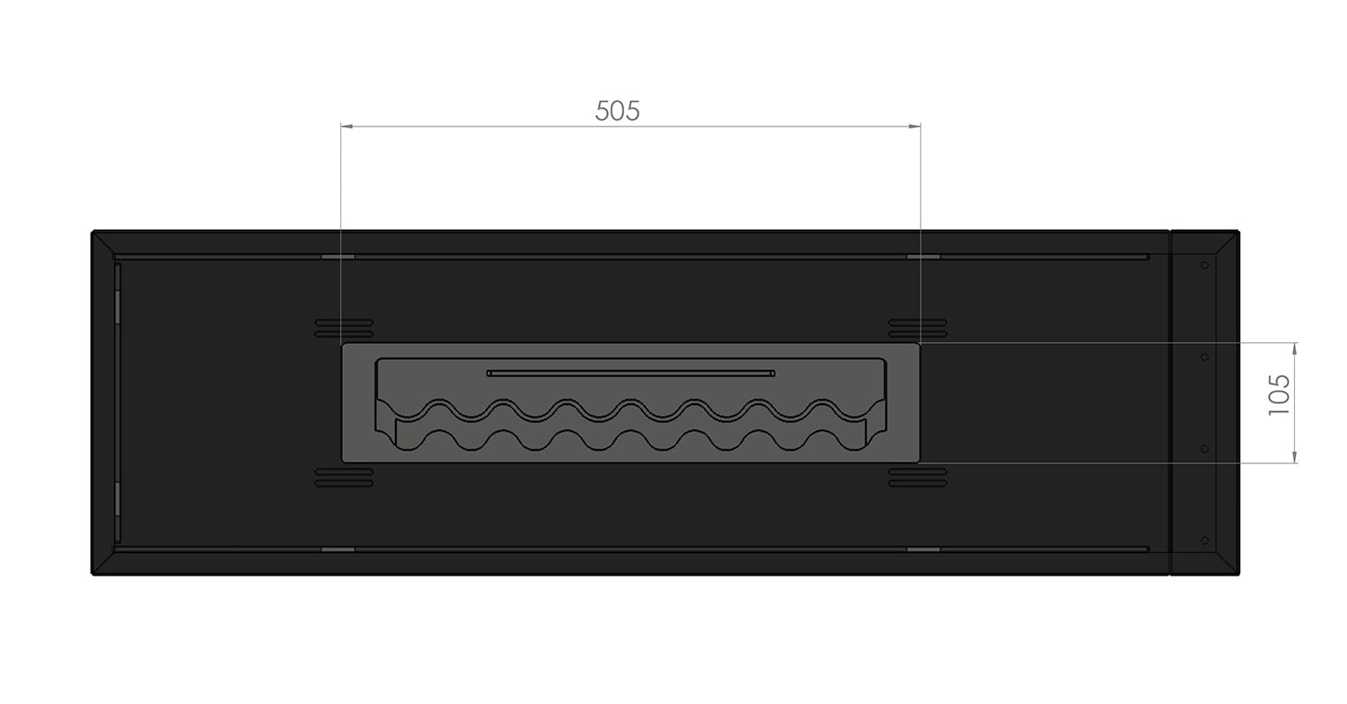 Camino a Bioetanolo Trifacciale da Incasso 100x50 cm Inside U 1000 V1 Nero con Vetro