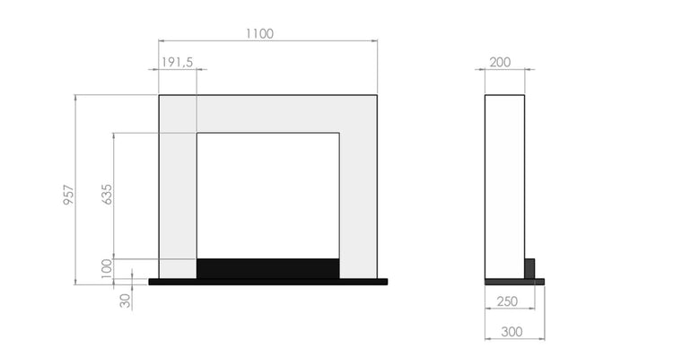 Camino a Bioetanolo da Pavimento 110x96 cm Inportal 2 Bianco con Vetro