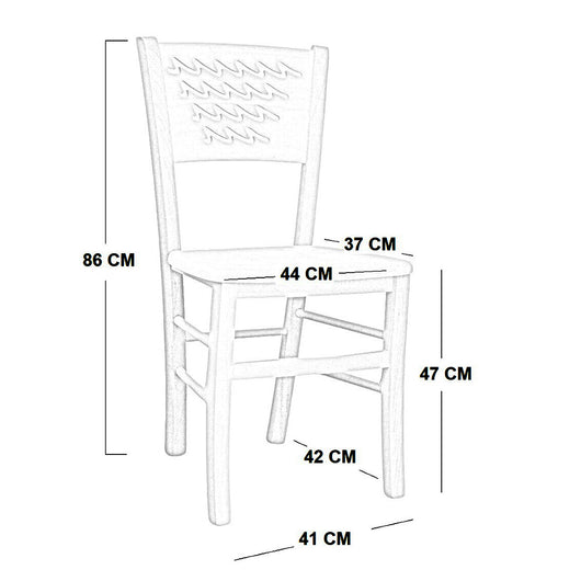 Sedia in legno Capri grezza da verniciare con seduta in legno massello