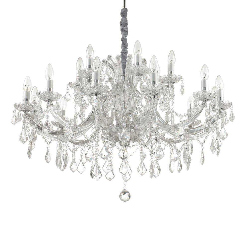 Lampadario Classico Napoleon Metallo-Cristallo Cromo 18 Luci E14