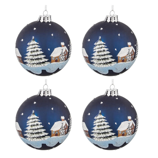 Palle di Natale in Vetro Blu Decorazione Casa con Neve Palline Addobbi Albero Diametro: 100 mm