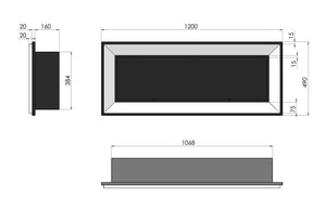 Camino a Bioetanolo da Parete 120x49 cm Frame 1200 Bianco con Vetro