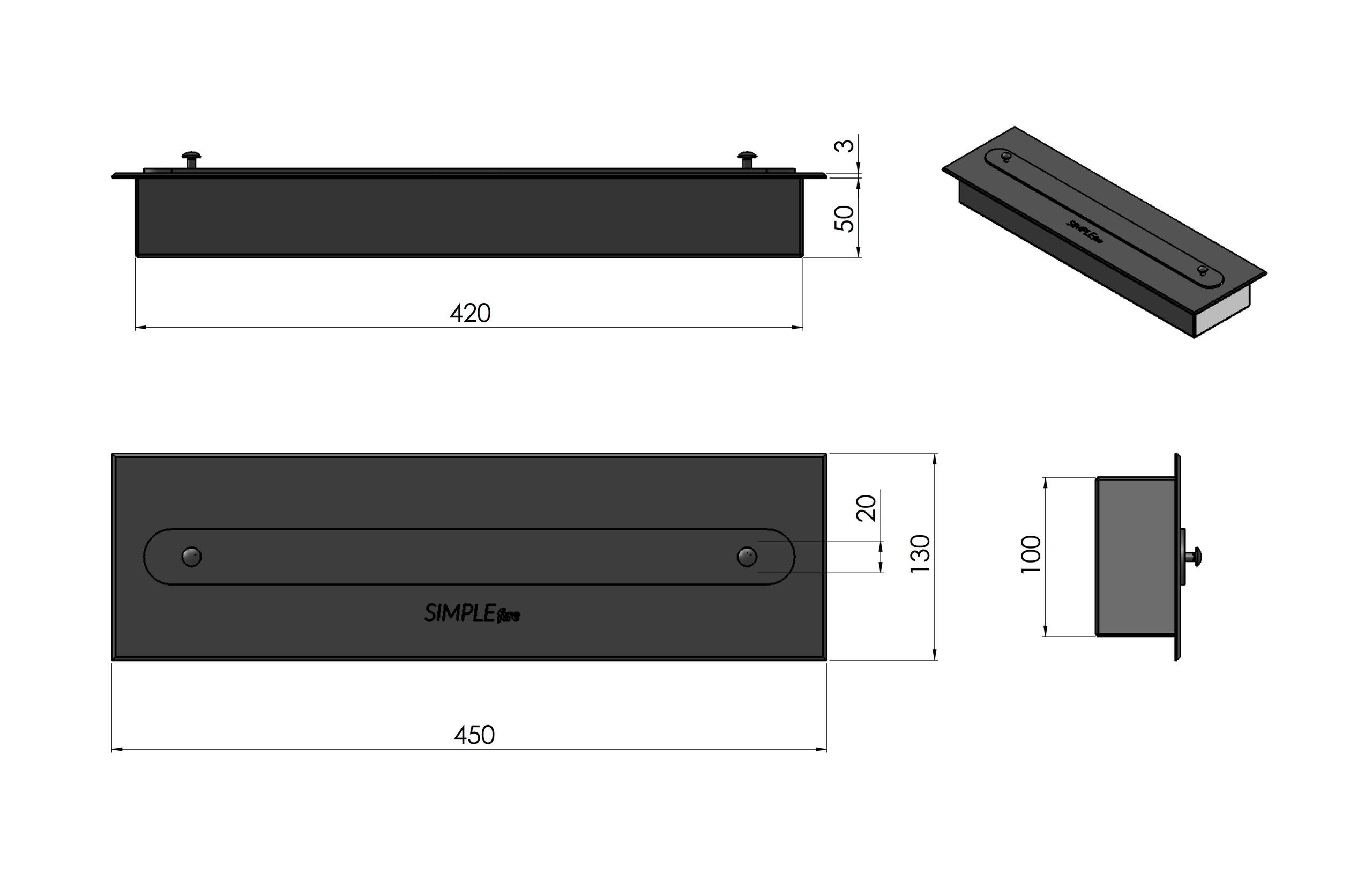 Camino a Bioetanolo da Tavolo 60x19 cm Firebox 600 Nero