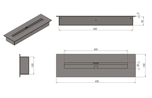 Camino a Bioetanolo da Incasso 60x45 cm Corner 600 Right Nero con Vetro