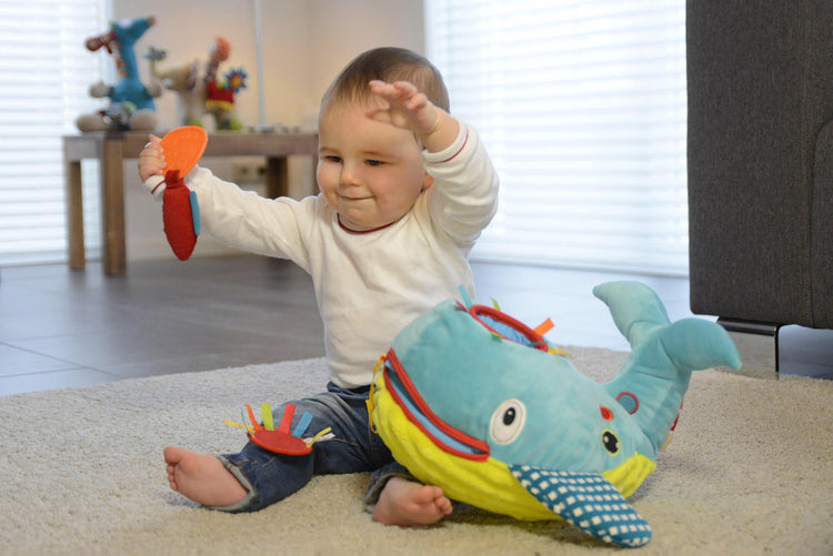 Balena Peluche Gioca e Impara per Bambini con Suoni Dolce Blu