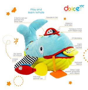 Balena Peluche Gioca e Impara per Bambini con Suoni Dolce Blu