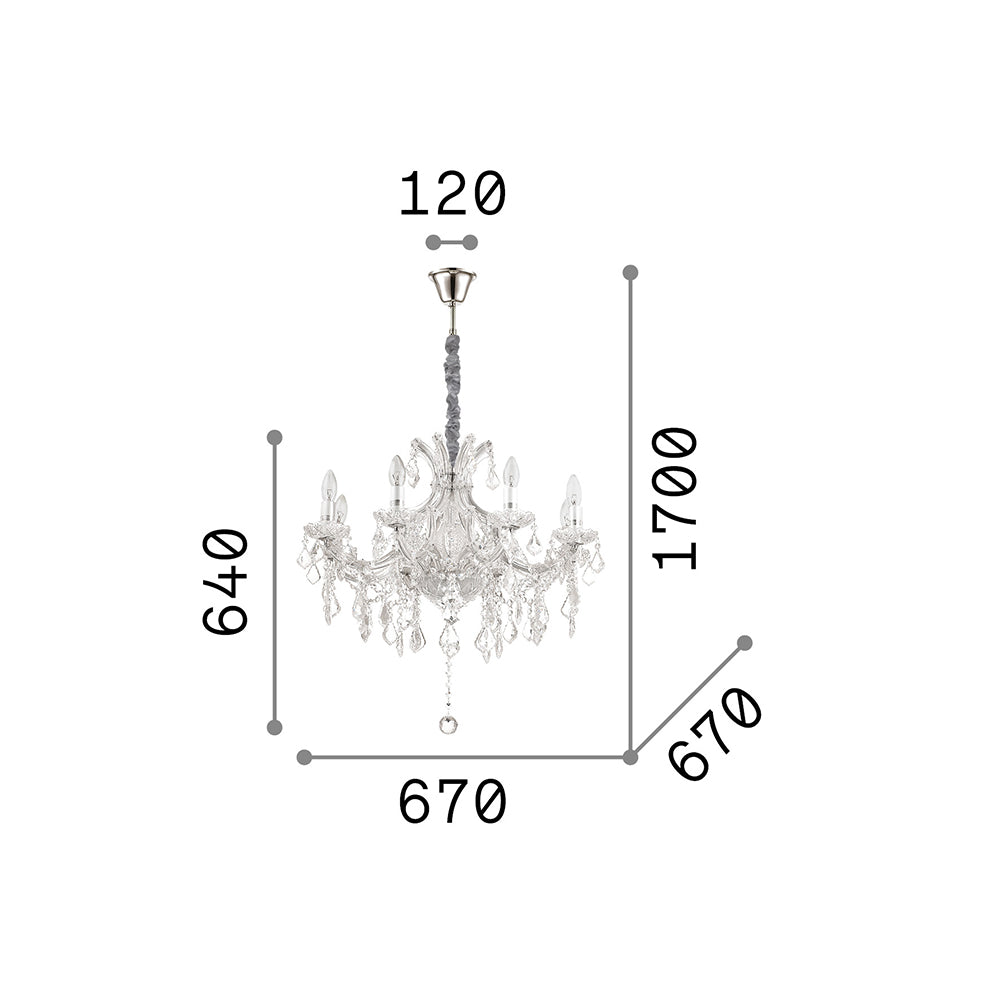 Lampadario Classico Napoleon Metallo-Cristallo Oro 8 Luci E14