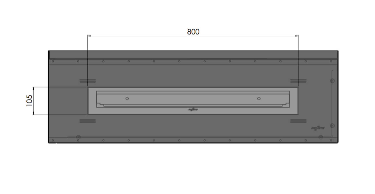 Camino a Bioetanolo da Incasso 110x45 cm Inside P1100 V2 Angolo a Destra Nero con Vetro