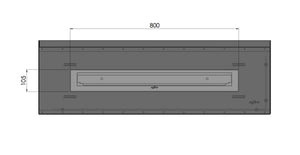 Camino a Bioetanolo da Incasso 110x45 cm Inside P1100 V2 Angolo a Destra Nero con Vetro