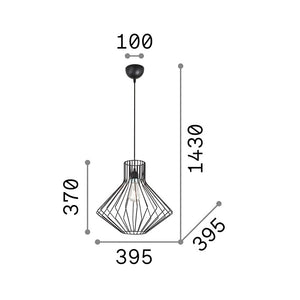 Sospensione Industrial-Minimal Ampolla-4 Metallo Nero 1 Luce E27