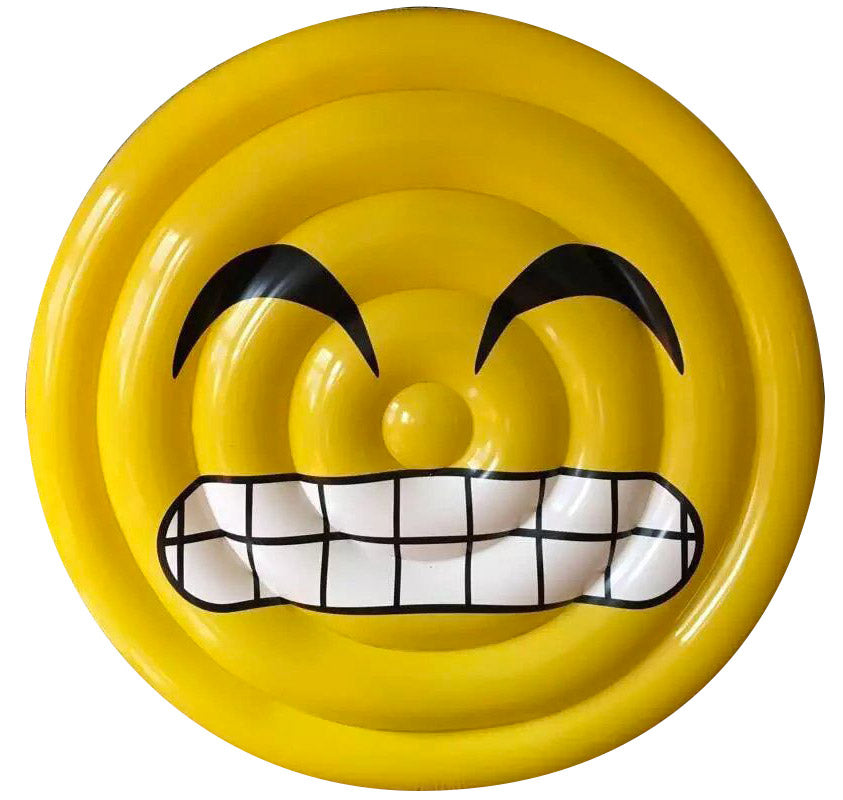 Materassino Gonfiabile Ø150 cm in PVC a Forma di Emoji Ranieri Face Sorriso Giallo