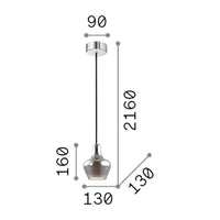 Sospensione Vintage-Decò Lido-2 Vetro Fumè 1 Luce G9 3W 3000K Luce Calda