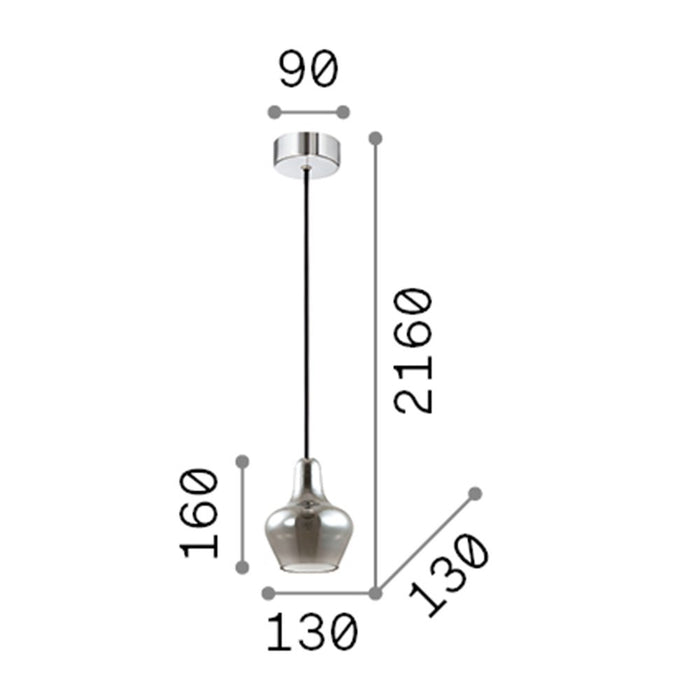 Sospensione Vintage-Decò Lido-2 Vetro Fumè 1 Luce G9 3W 3000K Luce Calda