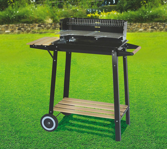 Barbecue a Carbone Carbonella Rettangolare con Ruote Soriani Sun-day Nero