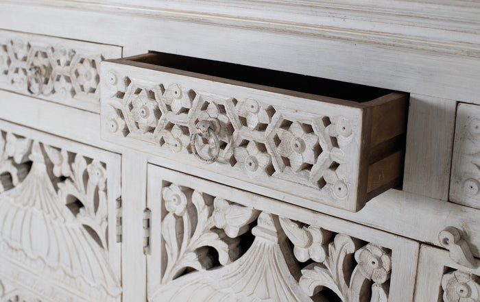 Credenza con 4 ante e 4 cassetti in legno di mango