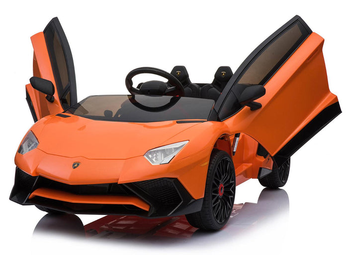 Macchina Elettrica per Bambini 12V con Licenza Lamborghini Aventador Roadster SV Arancione