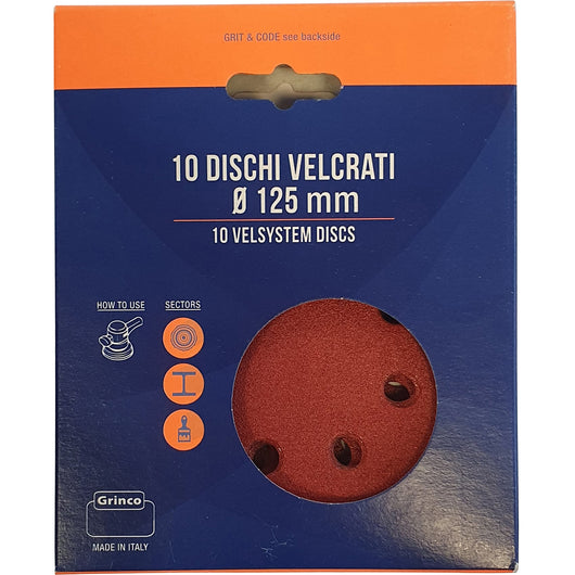 DISCHI ABRAS.VELCRATI 8 FORI MM.125 GR.120 CF PZ10  CF 1,0