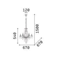 Lampadario Classico Amadeus Metallo-Cristallo Trasparente 6 Luci E14