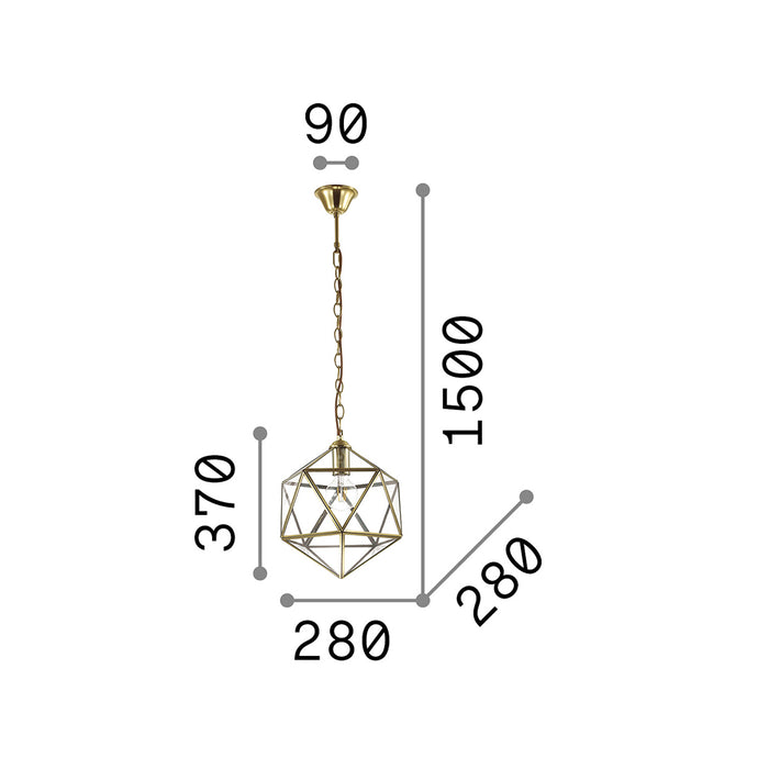 Sospensione Vintage-Decò Deca Metallo Ottone Brunito 1 Luce E27 Small