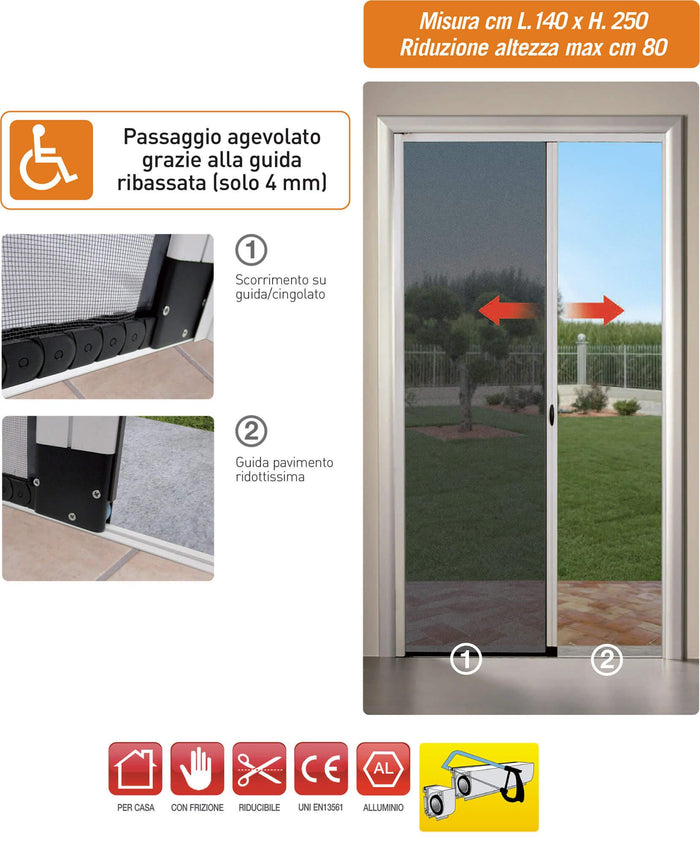 Zanzariera a Rullo 140x240 cm per Porta e Balcone Masi Tanke Bianca