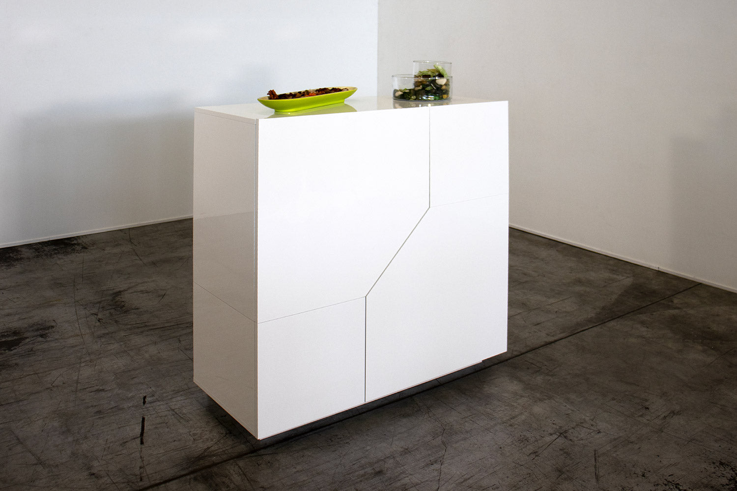 Credenza 2 Ante 79,5x43x86 cm Alien Bianco Lucido