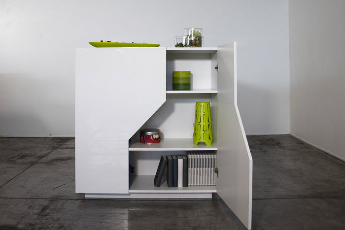 Credenza 2 Ante 79,5x43x86 cm Alien Bianco Lucido