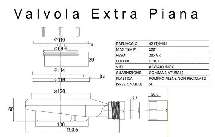 Piatto Doccia in Pietra 70x110 cm Bonussi Ardesia Stone Central Bianco