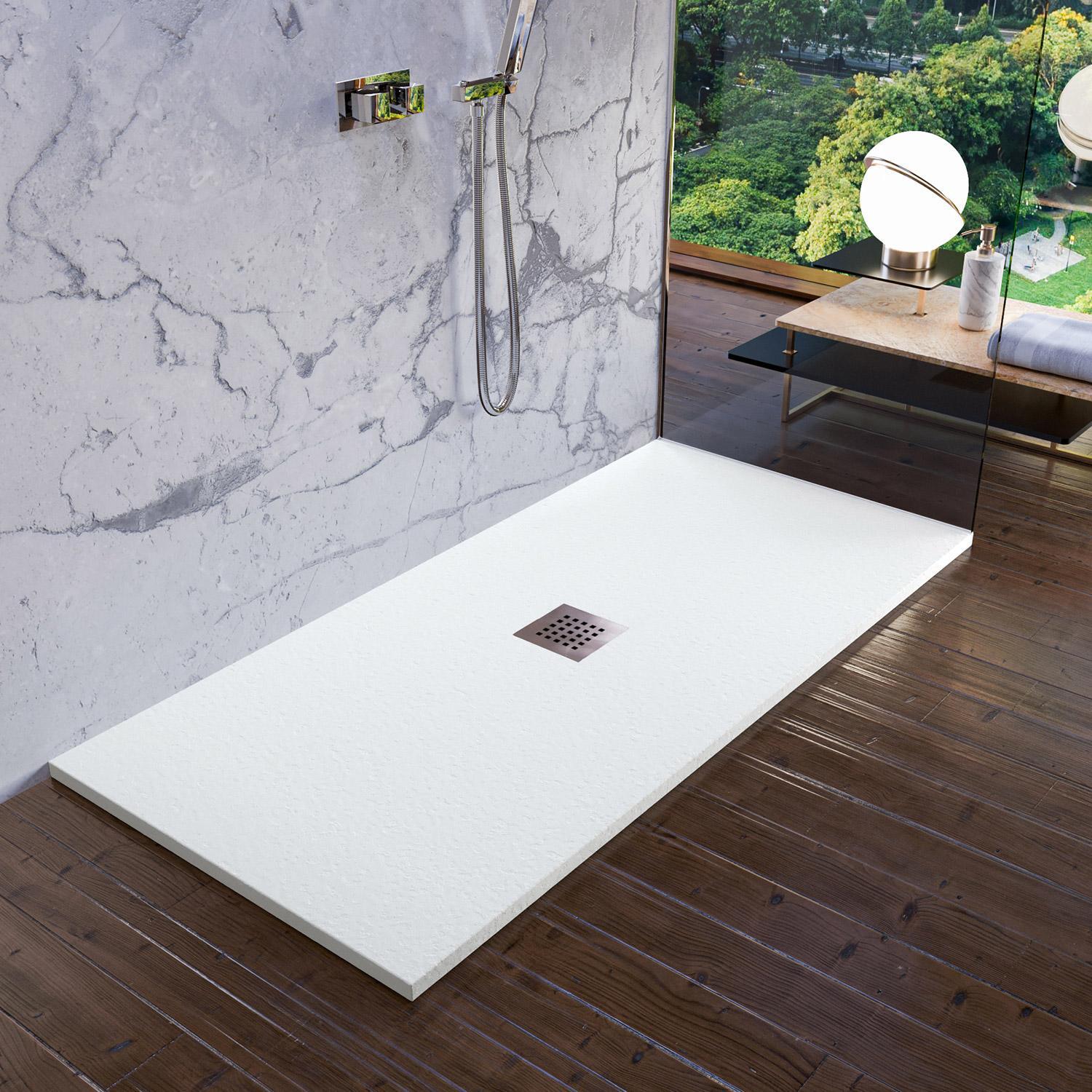 Piatto Doccia in Pietra 70x170 cm Bonussi Ardesia Stone Central Bianco