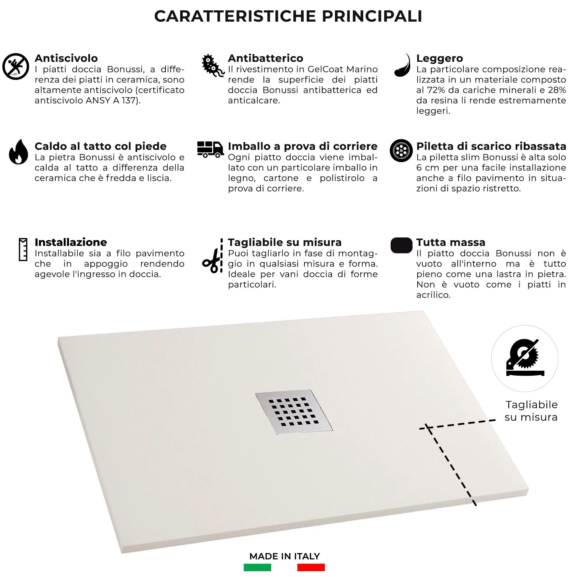 Piatto Doccia in Pietra 70x110 cm Bonussi Ardesia Stone Central Crema