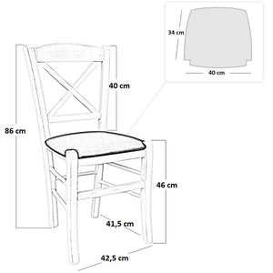 Sedia in legno venezia croce noce scuro con seduta in similpelle beige