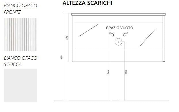 Mobile Bagno Sospeso Completo di Lavabo in Ceramica Specchio Lampada Led Bianco Opaco Cannettato - Misura 90 cm