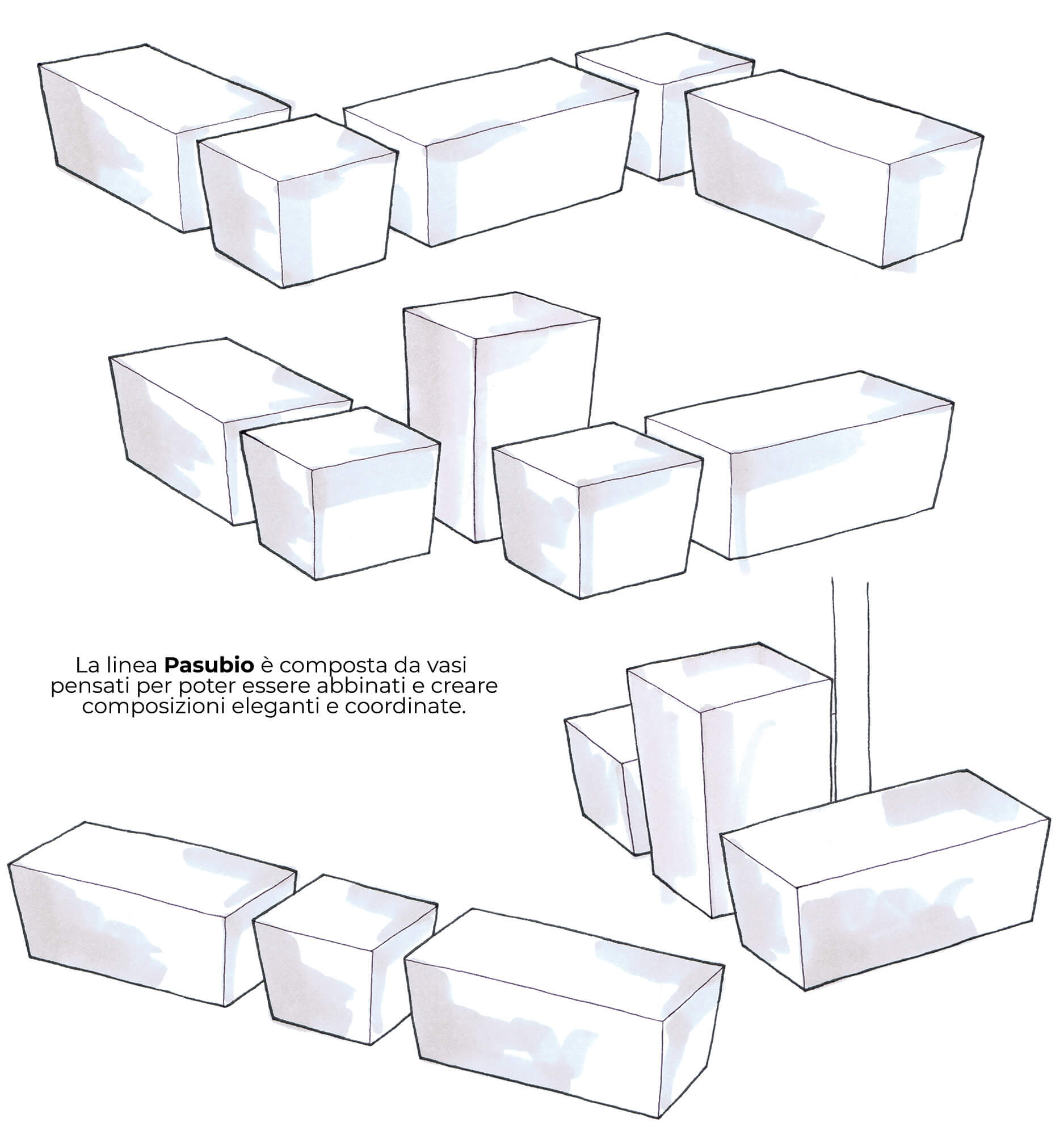 Vaso 40x40x68cm in Resina Tulli Pasubio Alto Essential 70 Antracite