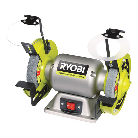 Rbg6G1-Smerigliatrice Da Banco 250W Con Motore Ad Induzione, Base In Alluminio, 2 Mole, 2 Lenti Protettive, 2 Supporti-Ryobi